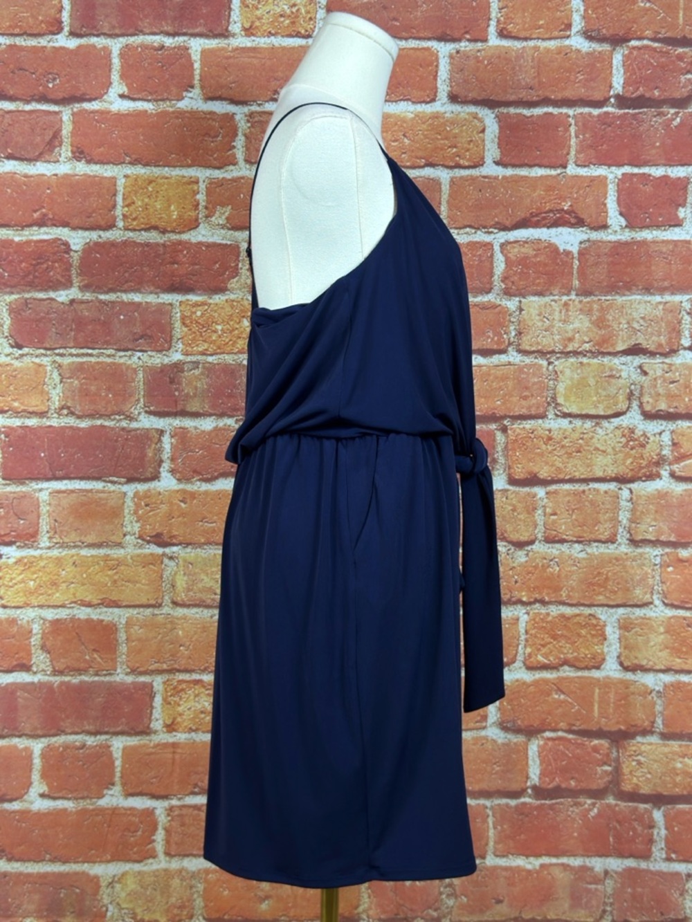1. State Navy Midi Dress with Tie Waist Size Small Elegant Party Cocktail NEW - Picture 7 of 16